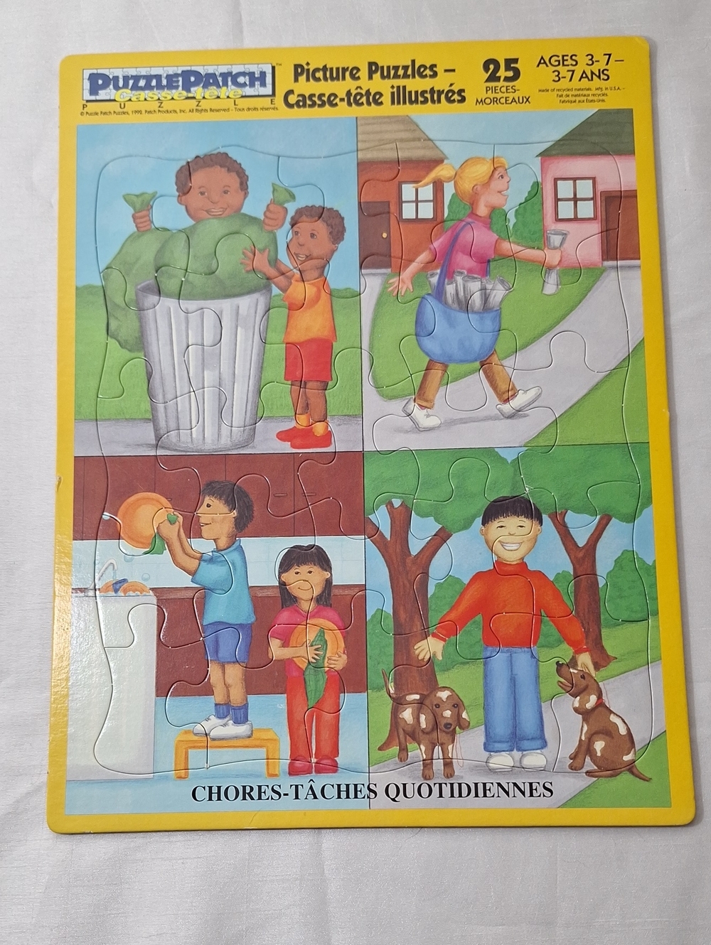 Kids Chores Picture Puzzle - Yellow Frame